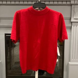 Sag Harbor Vibrant Red Short Sleeve Sweater